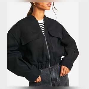 Elegant Black Bomber Jacket for Women